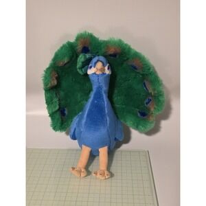 FAO Schwarz Peacock Plush Bird‎ Stuffed Animal Toy Blue Green 12"